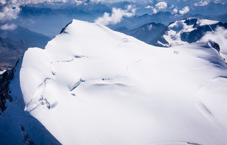 Grand Combin glacier aerial photo.