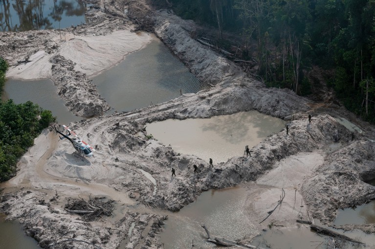 Ibama's Specialized Inspection Group (GEF) disables illegal mining in the Jamanxim and Rio Novo national parks, in Pará, Brazil.