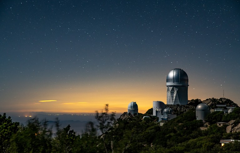 A view of the Mayall Telescope at Kitt Peak National Observatory near Tucson, Arizona.
