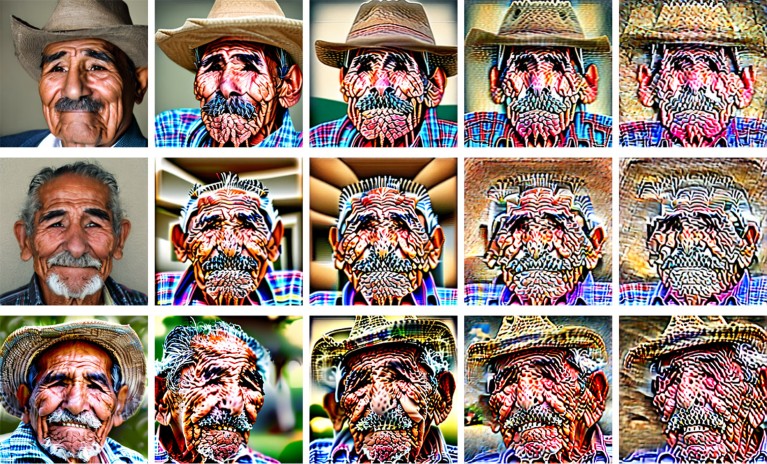 Example images generated after iterative retraining increasing from 25% (top row) to 100% (bottom row) of SD-generated faces.