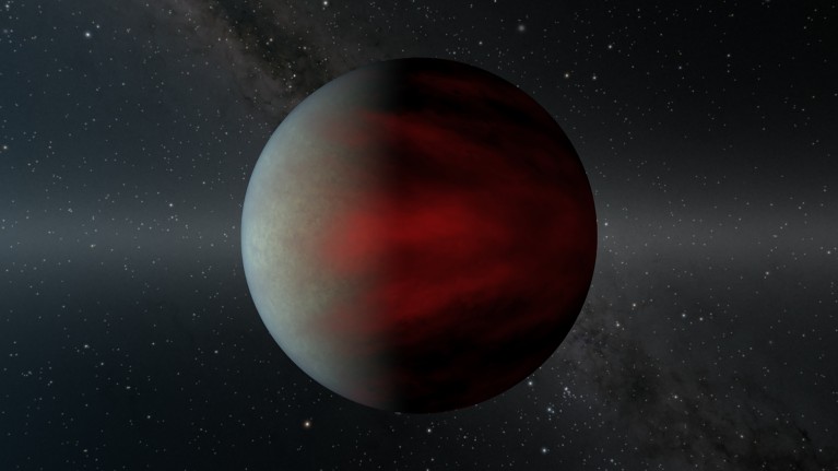 An artist's impression of exoplanet HIP 67522 b in space