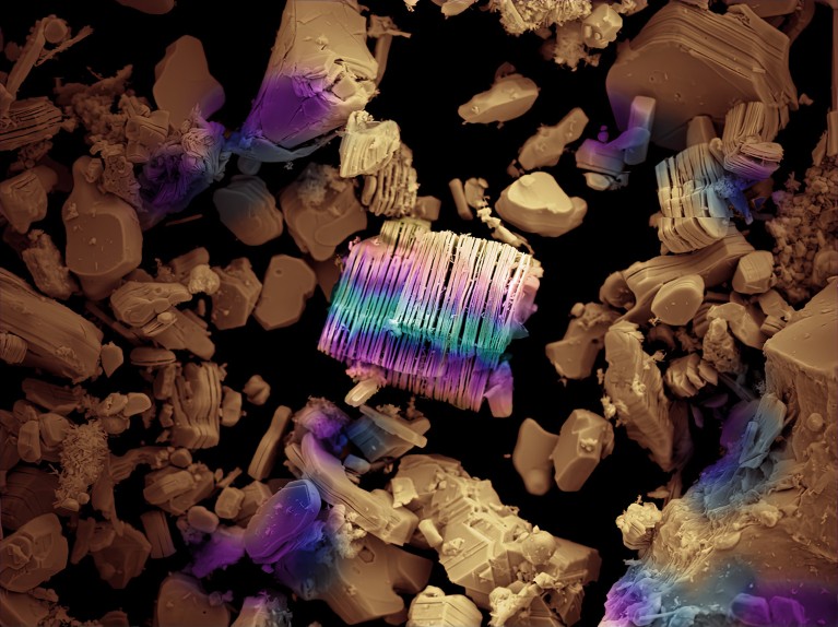 Scanning Electron Microscopy of a particle of MXene.