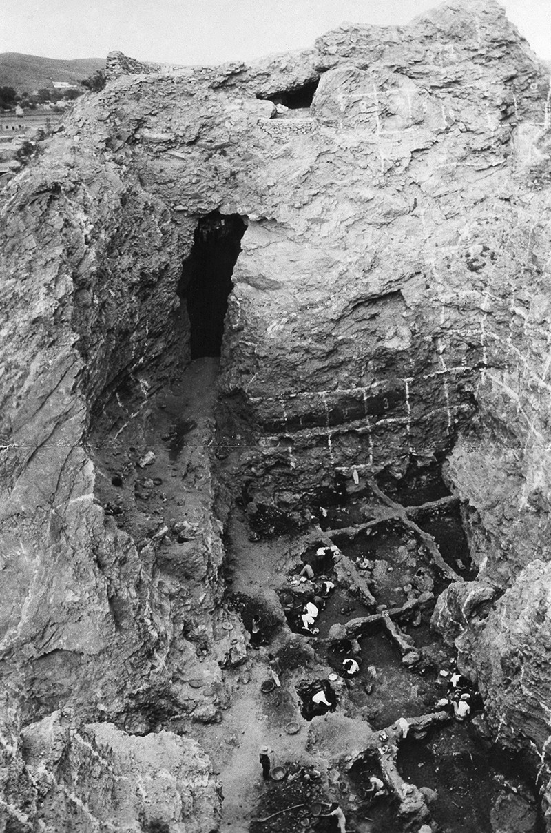 East View Of Level 28 Of An Archaeological Site At The Zhoukoudian Cave System In Beijing, 1937.