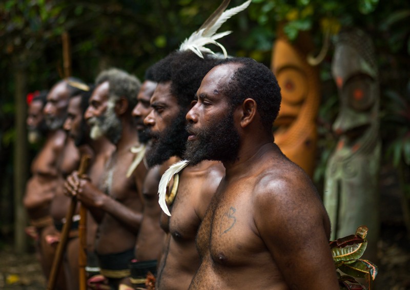 Tribesmen of Ambrym island in Vanuatu