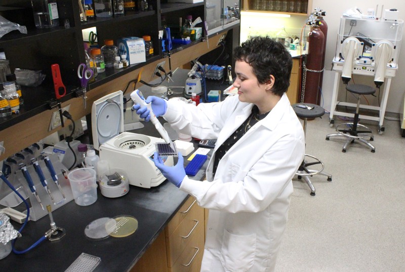 Rebecca Shapiro setting up experiments in her new laboratory