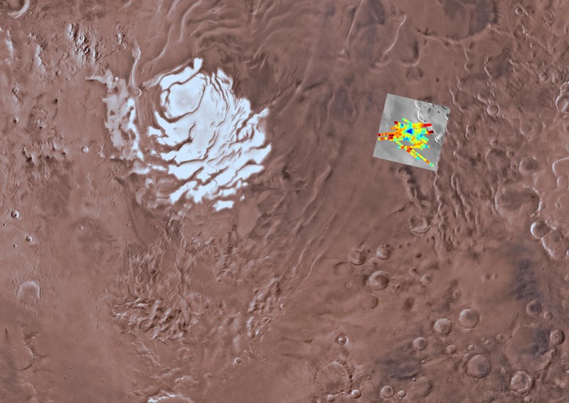 Surface of Mars showing echo power