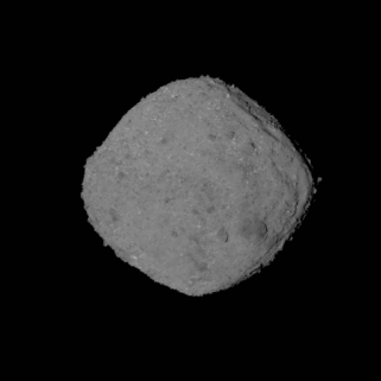 A gif of a set of images sowing the asteroid Bennu rotating 1 full revolution.