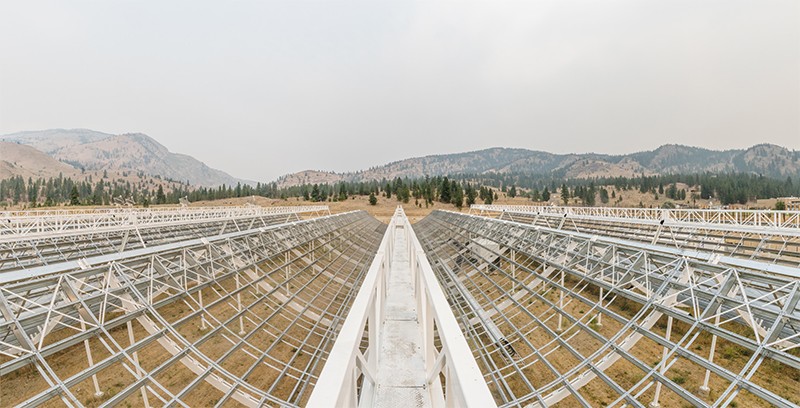 CHIME radio telescope array with a central vanishing point