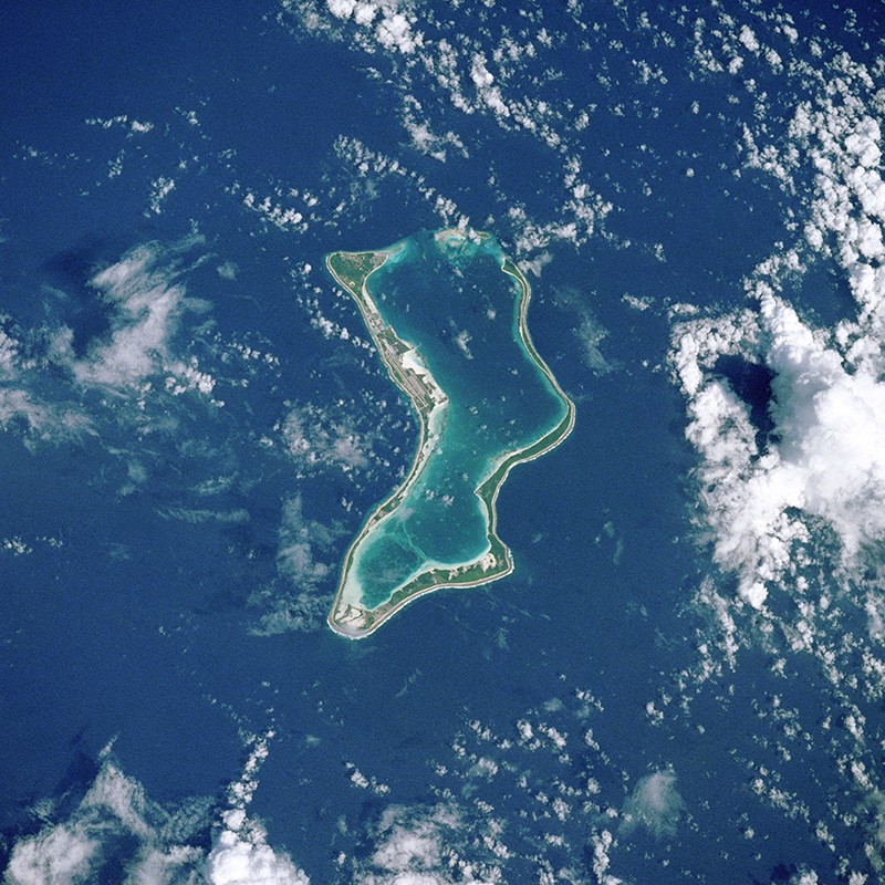 The Diego Garcia coral atoll seen from space.